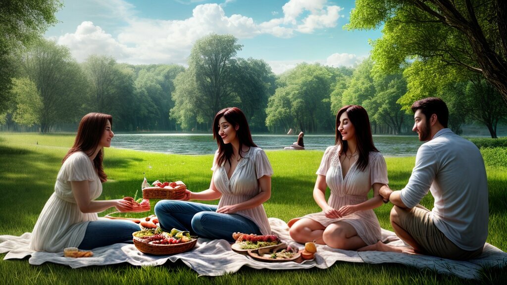 gezin met picknick